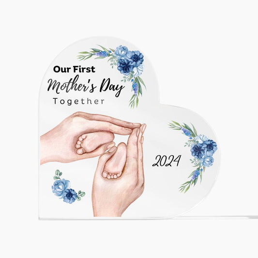 Our First Mother's Day Together Baby Feet Heart Acrylic Plaque