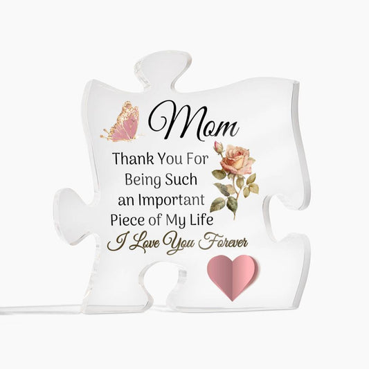 Mom Pink Rose Puzzle Acrylic Plaque