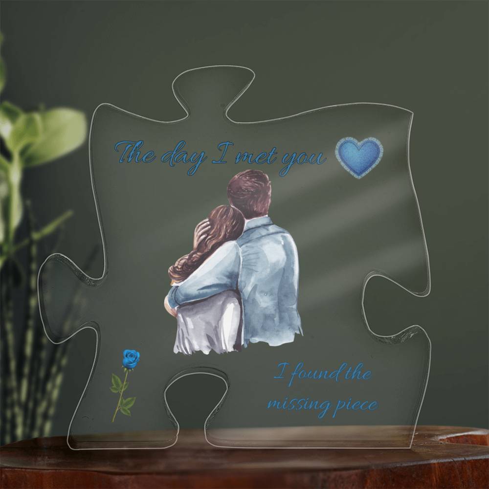 The Day I met you (Blue) Acrylic Puzzle Plaque