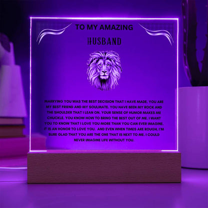 To My  Amazing Husband Square Acrylic Plaque