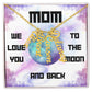 Mom, We Love you to the Moon and Back Vertical Name (s) Necklace (Choose Standard Black Box or Wooden box with LED)