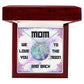 Mom, We Love you to the Moon and Back Vertical Name (s) Necklace (Choose Standard Black Box or Wooden box with LED)