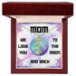Mom, We Love you to the Moon and Back Vertical Name (s) Necklace (Choose Standard Black Box or Wooden box with LED)