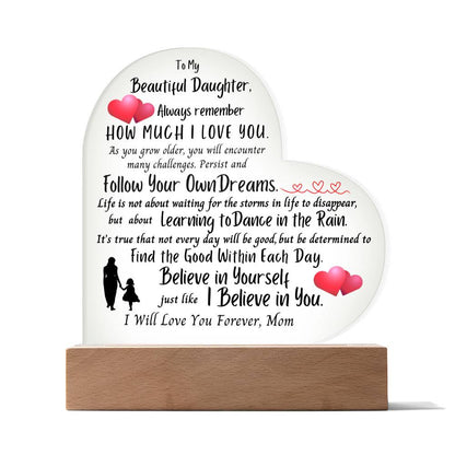 Beautiful Daughter Heart Acrylic Plaque