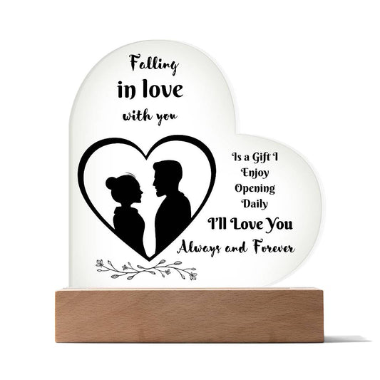 Falling In Love With You Acrylic Heart Plaque