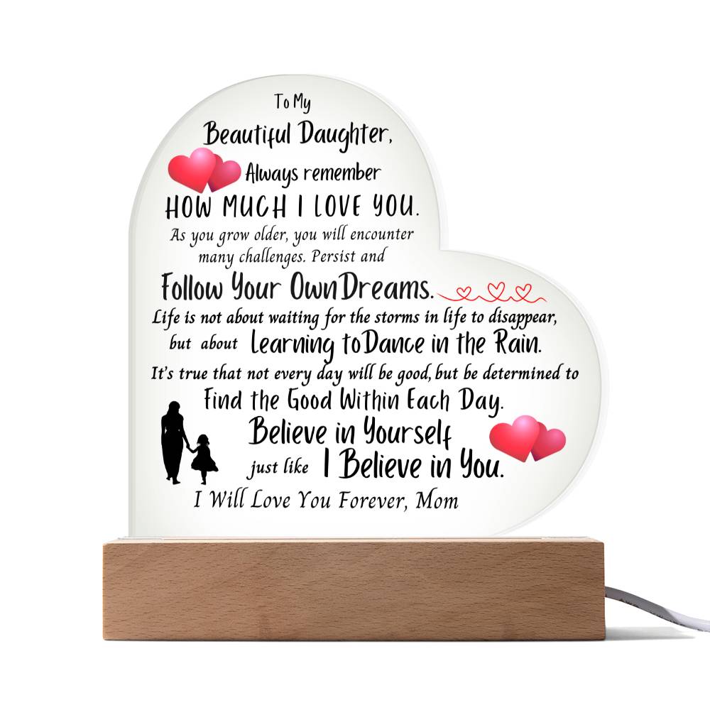 Beautiful Daughter Heart Acrylic Plaque