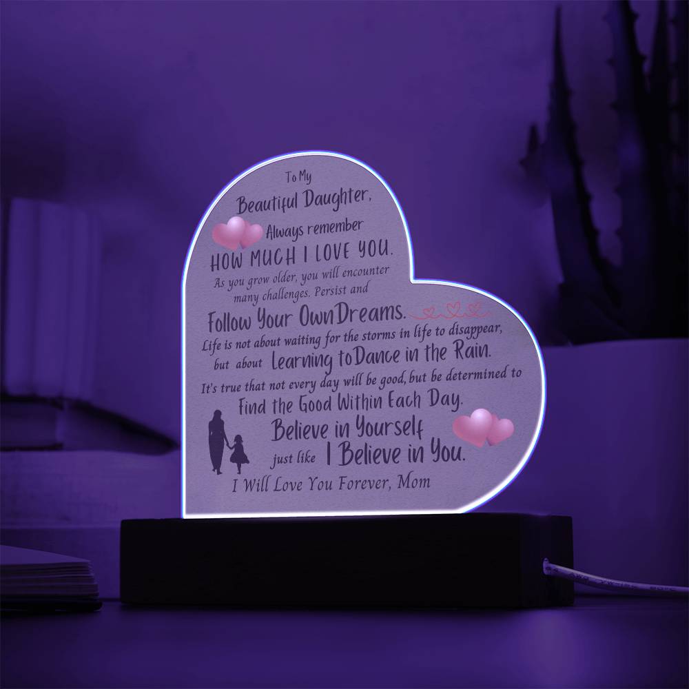 Beautiful Daughter Heart Acrylic Plaque