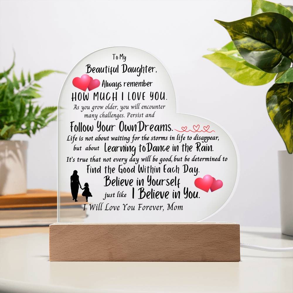 Beautiful Daughter Heart Acrylic Plaque