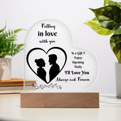 Falling In Love With You Acrylic Heart Plaque