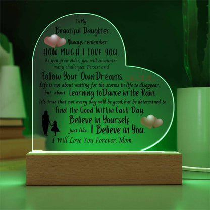 Beautiful Daughter Heart Acrylic Plaque