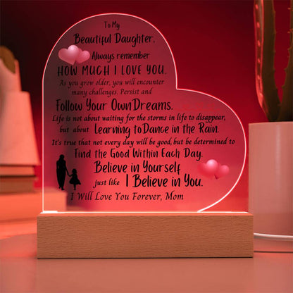 Beautiful Daughter Heart Acrylic Plaque