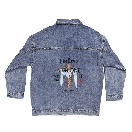 I Believe Oversized Women's DTG Denim Jacket