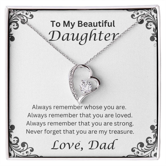 To My Beautiful Daughter, Love Dad Heart Necklace