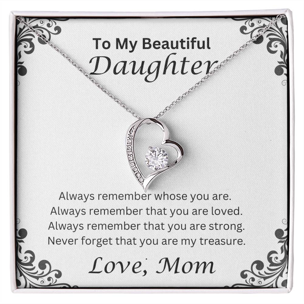 To My Beautiful Daughter, Love Mom Heart Necklace