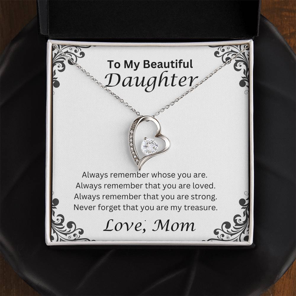 To My Beautiful Daughter, Love Mom Heart Necklace