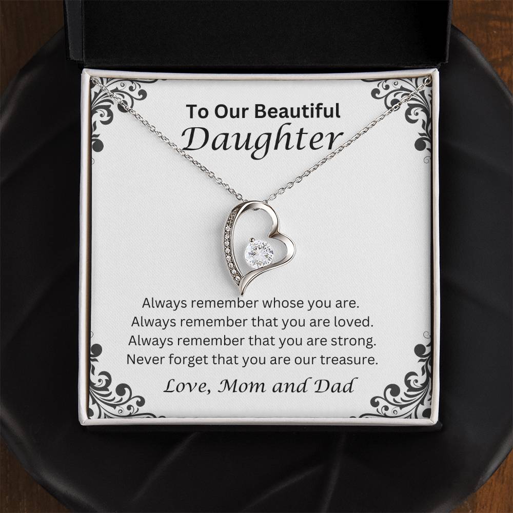 To Our Beautiful Daughter; Love, Mom and Dad  Heart Necklace