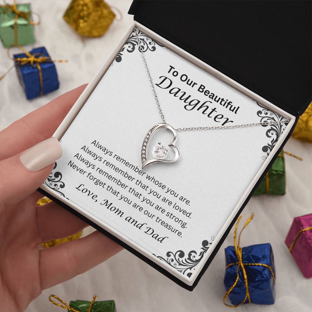 To Our Beautiful Daughter; Love, Mom and Dad  Heart Necklace