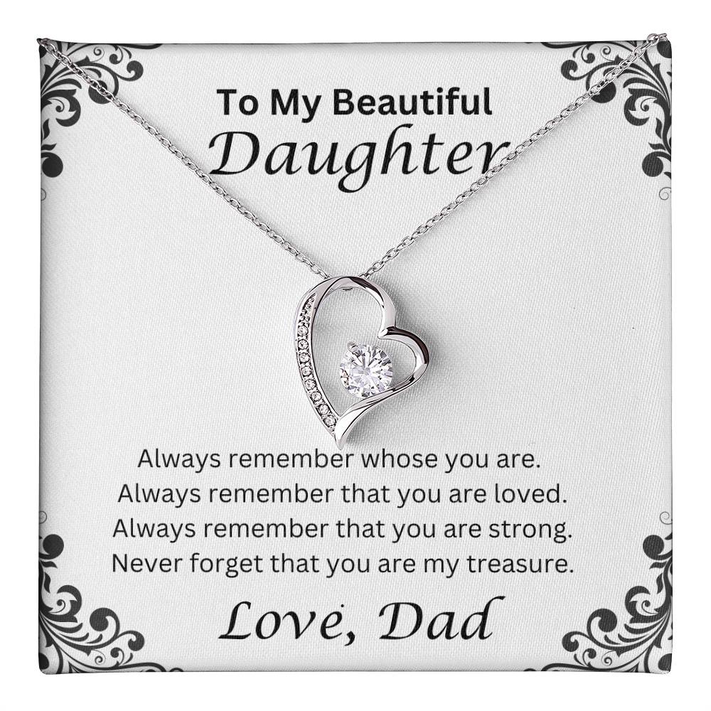 To My Beautiful Daughter, Love Dad Heart Necklace