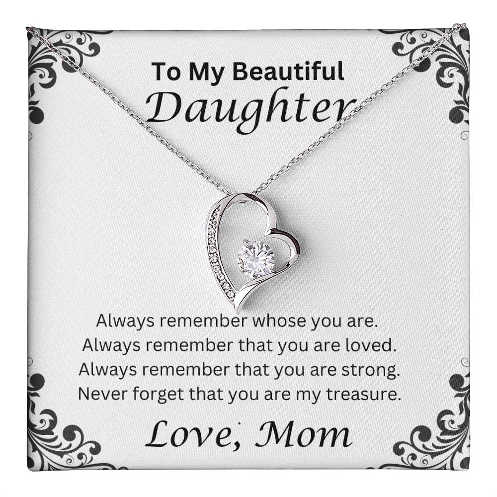To My Beautiful Daughter, Love Mom Heart Necklace
