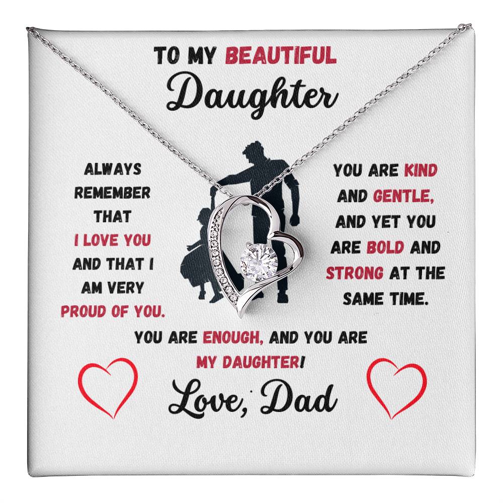 To My Beautiful Daughter Love, Dad Heart Necklace