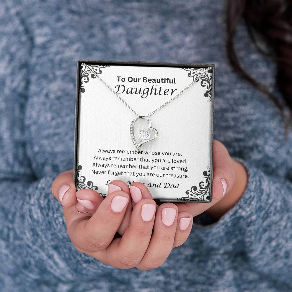 To Our Beautiful Daughter; Love, Mom and Dad  Heart Necklace