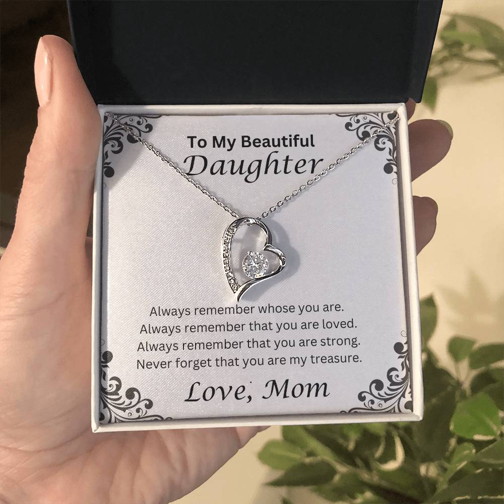 To My Beautiful Daughter, Love Mom Heart Necklace