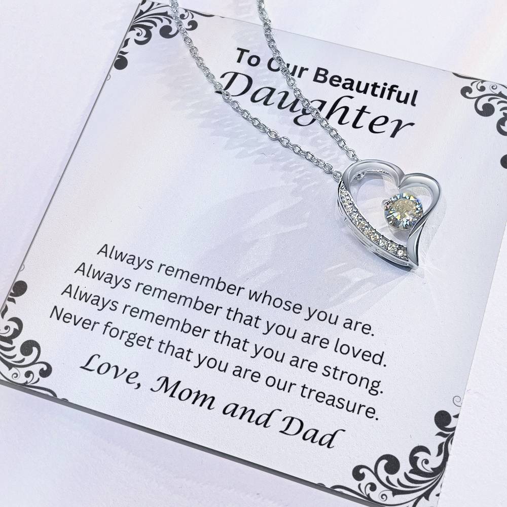 To Our Beautiful Daughter; Love, Mom and Dad  Heart Necklace