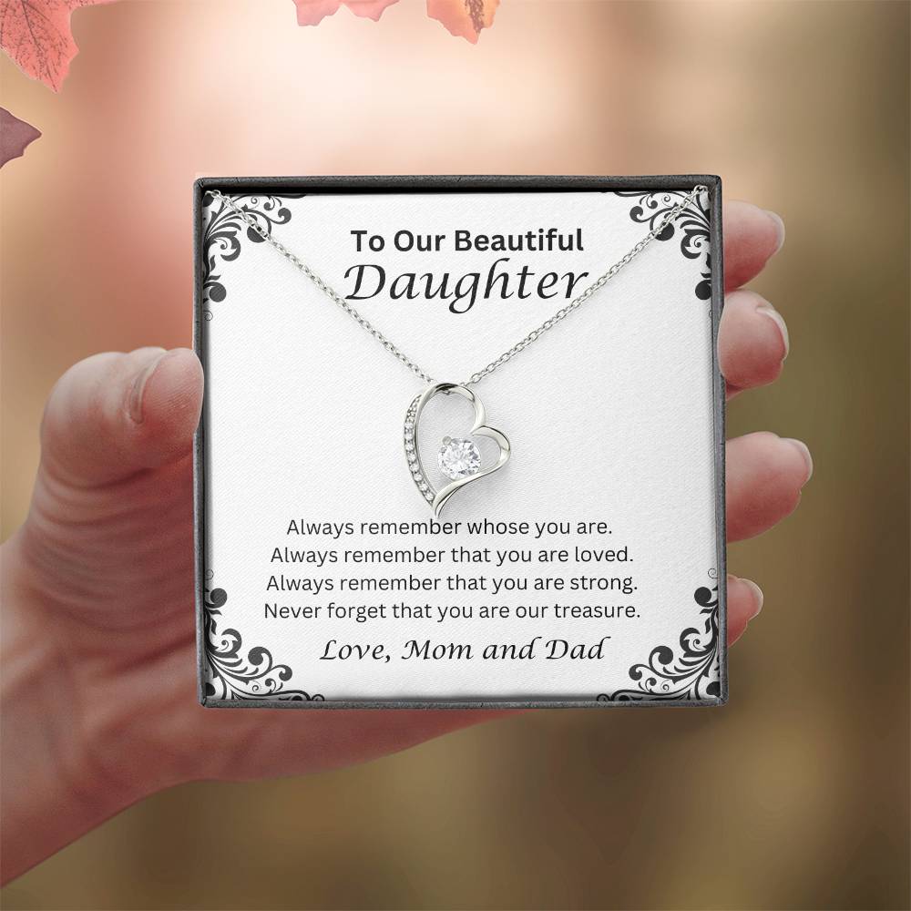 To Our Beautiful Daughter; Love, Mom and Dad  Heart Necklace