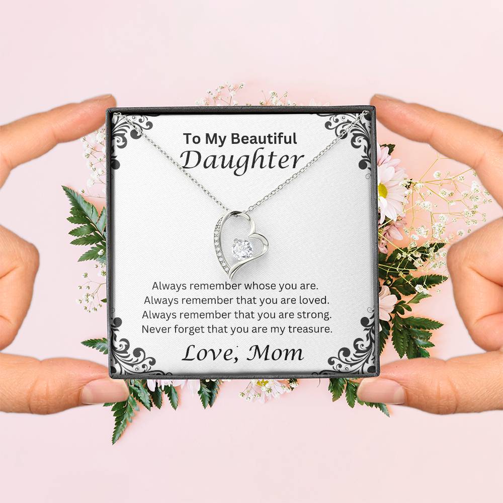 To My Beautiful Daughter, Love Mom Heart Necklace