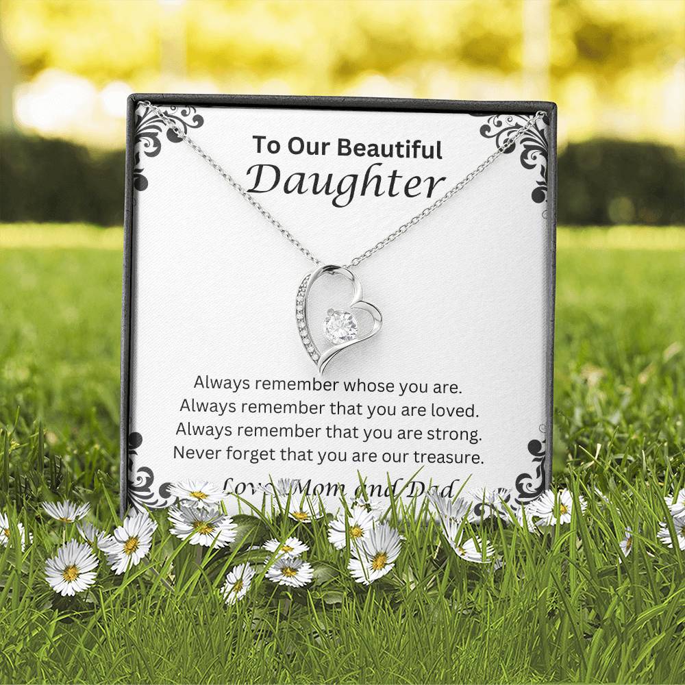 To Our Beautiful Daughter; Love, Mom and Dad  Heart Necklace