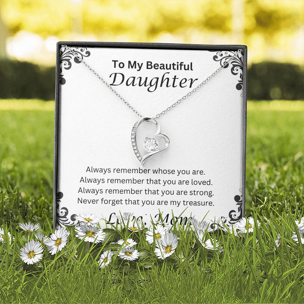 To My Beautiful Daughter, Love Mom Heart Necklace