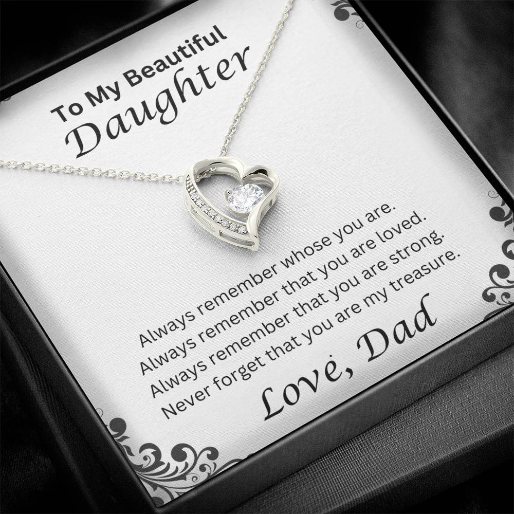 To My Beautiful Daughter, Love Dad Heart Necklace