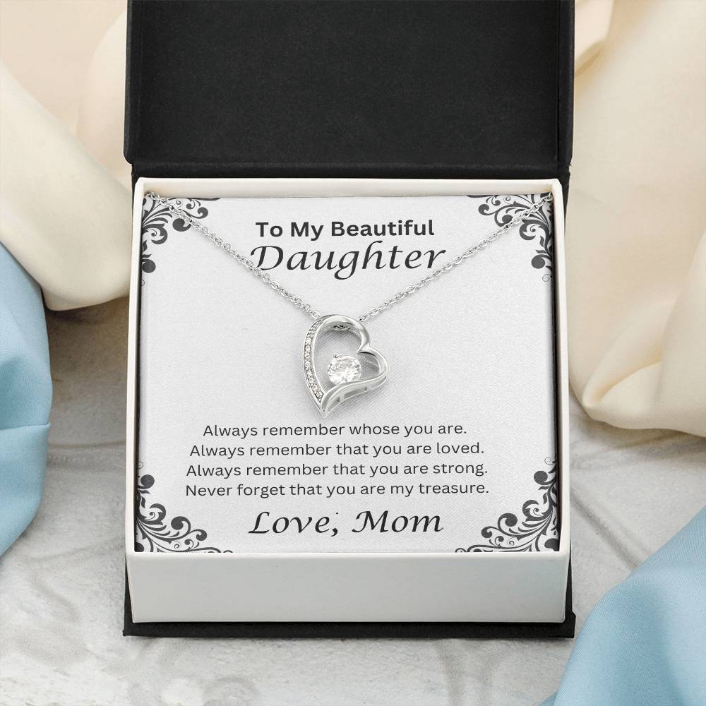 To My Beautiful Daughter, Love Mom Heart Necklace
