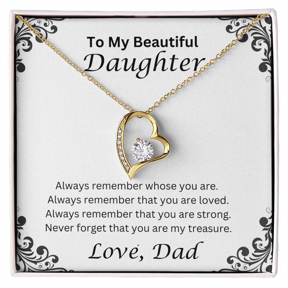 To My Beautiful Daughter, Love Dad Heart Necklace