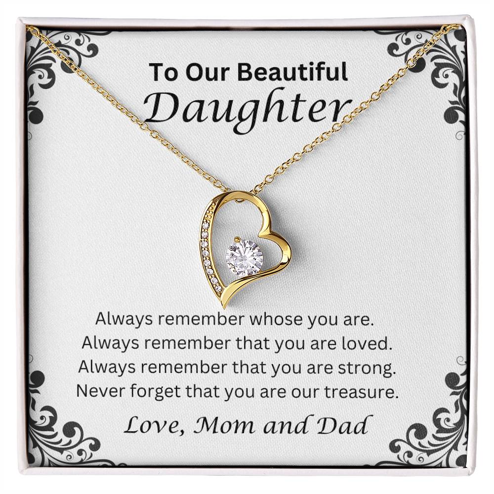 To Our Beautiful Daughter; Love, Mom and Dad  Heart Necklace
