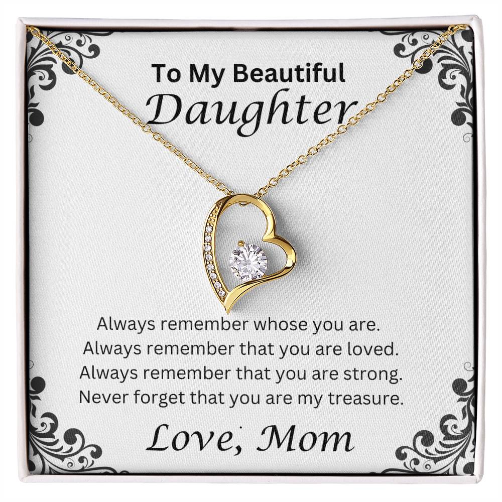 To My Beautiful Daughter, Love Mom Heart Necklace