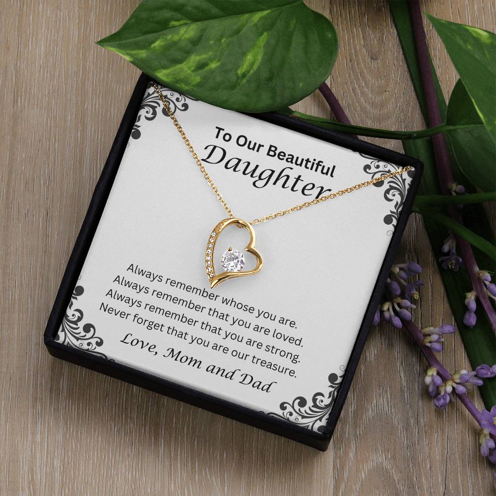 To Our Beautiful Daughter; Love, Mom and Dad  Heart Necklace